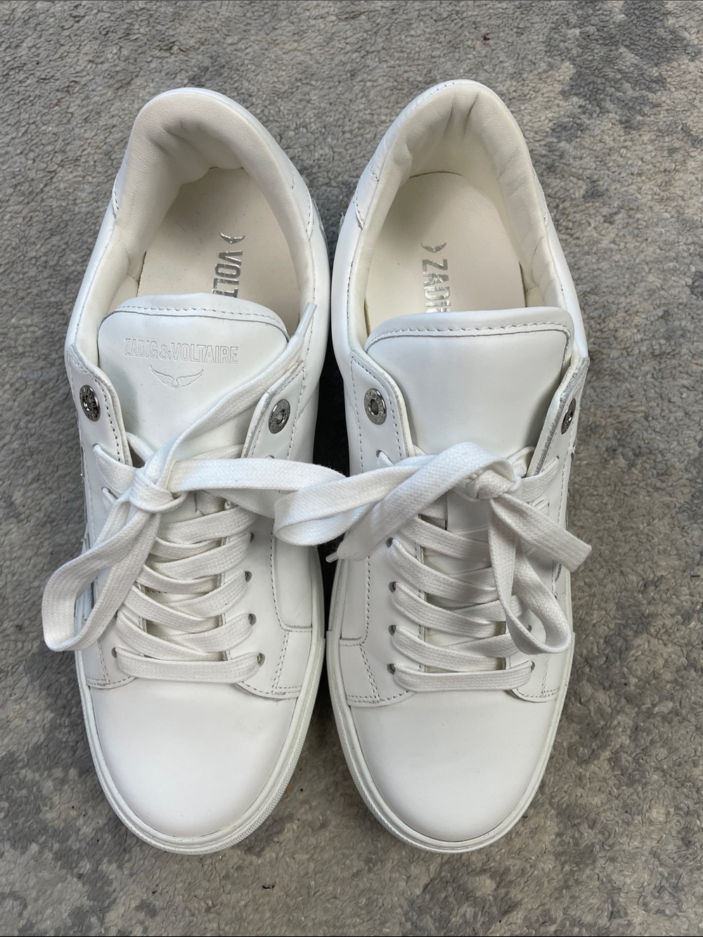 New Zadig & Voltaire Star Smooth Leather Low Top Sneakers White Sz 41 - Picture 4 of 11